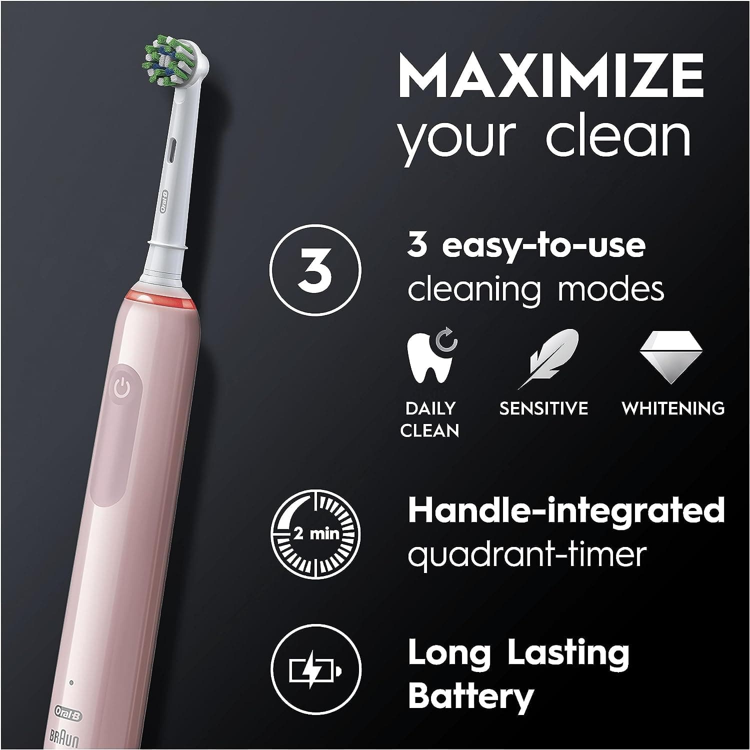 Buy Braun,Oral-B Pro 3 Electric 3500 Toothbrush with Smart Pressure Sensor - Pink - Gadcet UK | UK | London | Scotland | Wales| Ireland | Near Me | Cheap | Pay In 3 | Apparel & Accessories